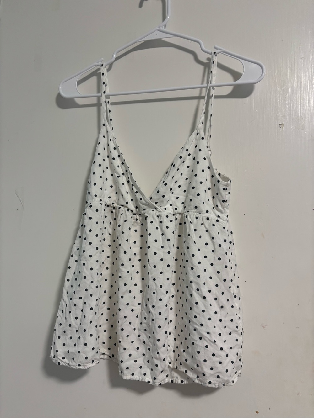 Brandy Melville White Tank Top with Black Polka Dots